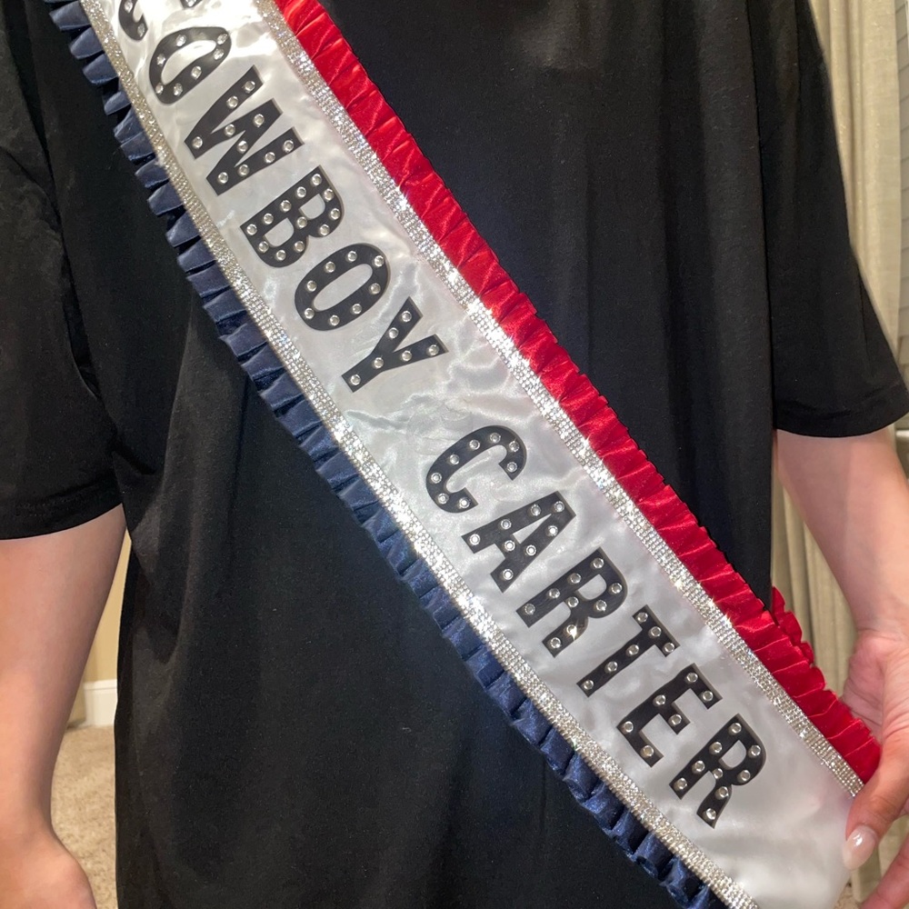 Cowboy Carter Sash with Rhinestone Lettering